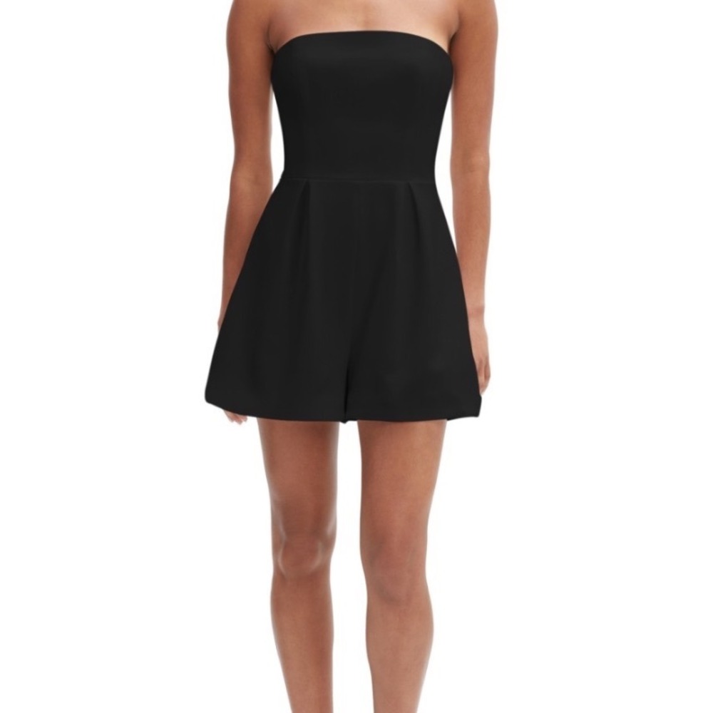 Bardot Strapless Romper Women US 2 New Black Pleated MSRP $169